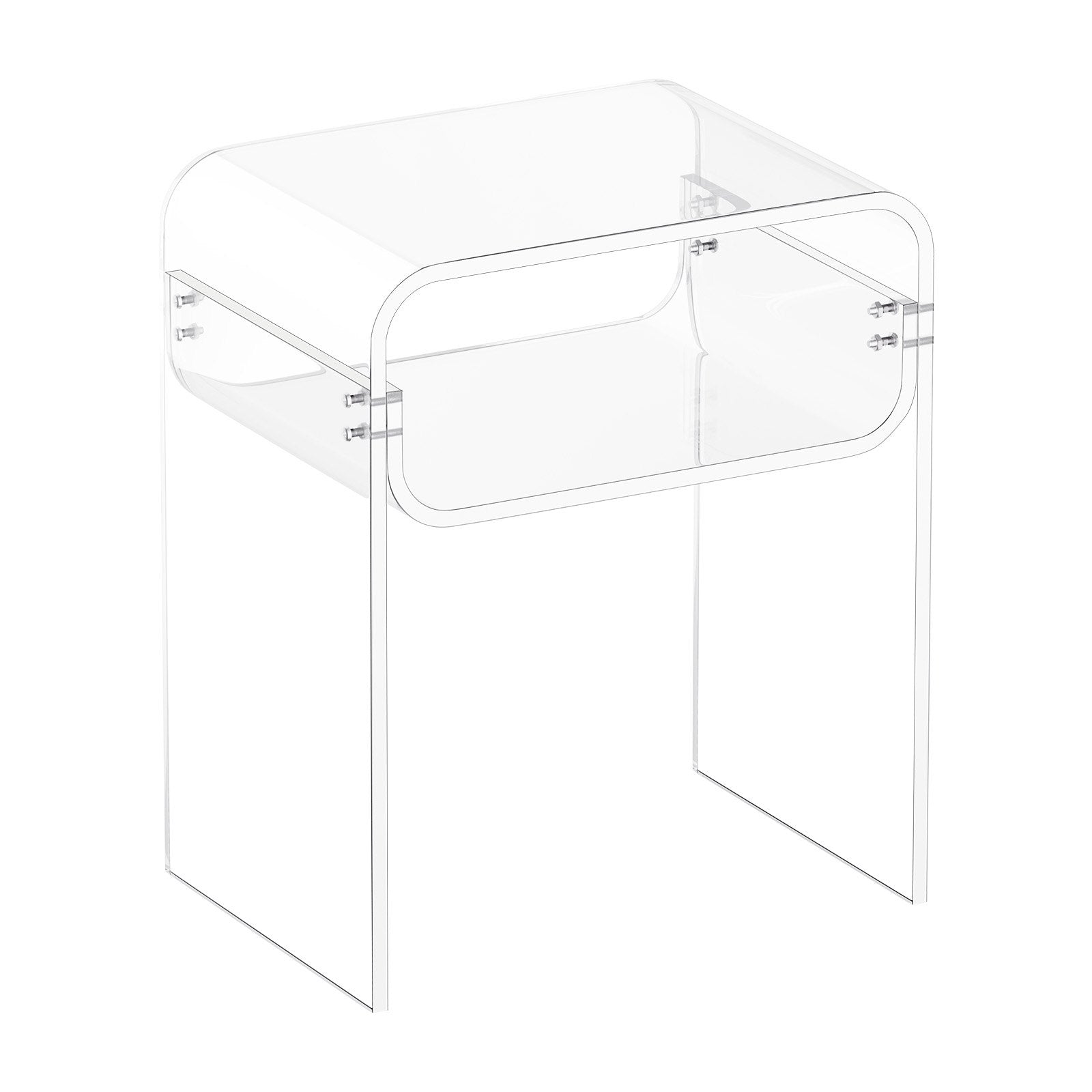 Acrylic Side Table, 2 Tiers Clear Bedside Table with Storage Shelf, Modern Rectangle Acrylic End Desk, V952-YKLZYCXXBZCZVRCD6001V0