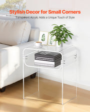 Acrylic Side Table, 2 Tiers Clear Bedside Table with Storage Shelf, Modern Rectangle Acrylic End Desk, V952-YKLZYCXXBZCZVRCD6001V0