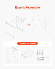 Acrylic Side Table, 2 Tiers Clear Bedside Table with Storage Shelf, Modern Rectangle Acrylic End Desk, V952-YKLZYCXXBZCZVRCD6001V0