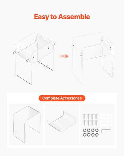 Acrylic Side Table, 2 Tiers Clear Bedside Table with Storage Shelf, Modern Rectangle Acrylic End Desk, V952-YKLZYCXXBZCZVRCD6001V0