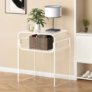 Acrylic Side Table, 2 Tiers Clear Bedside Table with Storage Shelf, Modern Rectangle Acrylic End Desk, V952-YKLZYCXXBZCZVRCD6001V0