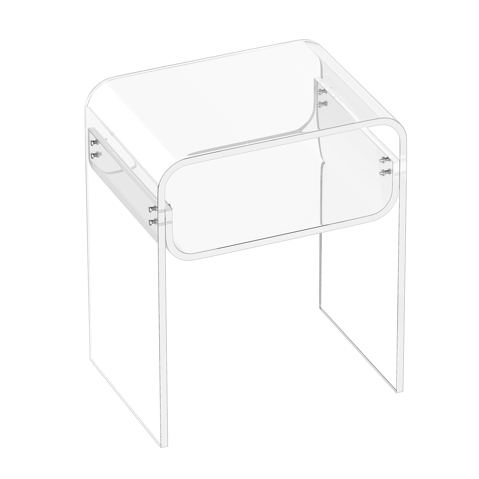 Acrylic Side Table, 2 Tiers Clear Bedside Table with Storage Shelf, Modern Rectangle Acrylic End Desk, V952-YKLZYCXXBZCZVRCD6001V0