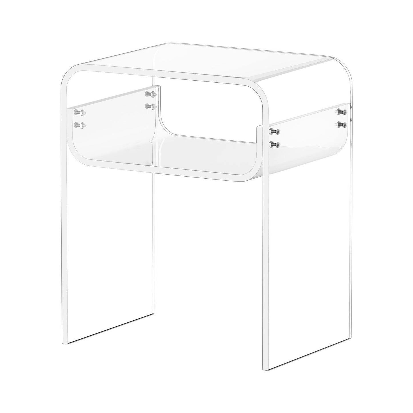 Acrylic Side Table, 2 Tiers Clear Bedside Table with Storage Shelf, Modern Rectangle Acrylic End Desk, V952-YKLZYCXXBZCZVRCD6001V0