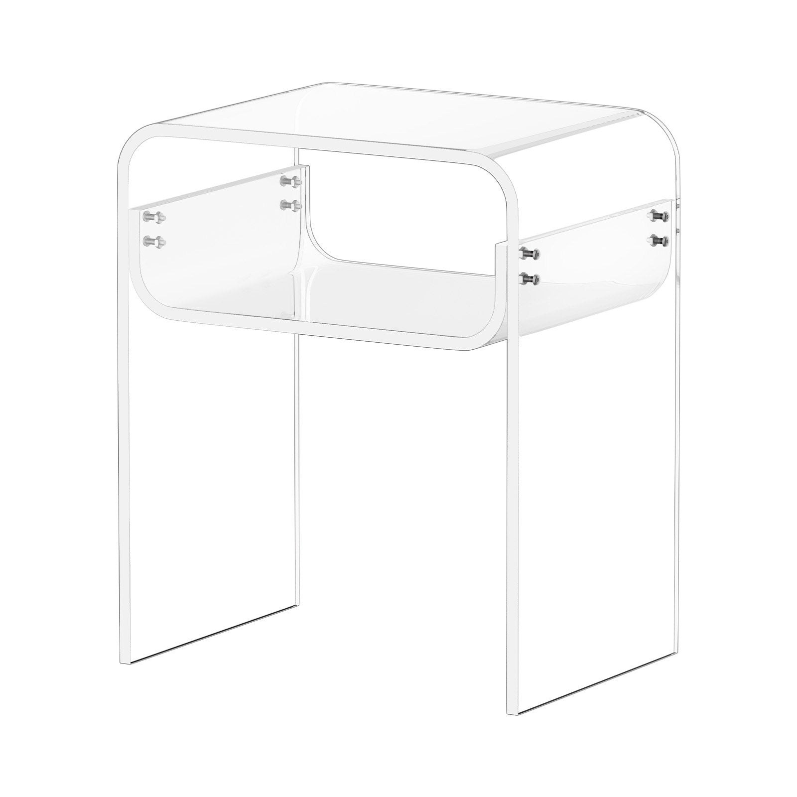 Acrylic Side Table, 2 Tiers Clear Bedside Table with Storage Shelf, Modern Rectangle Acrylic End Desk, V952-YKLZYCXXBZCZVRCD6001V0