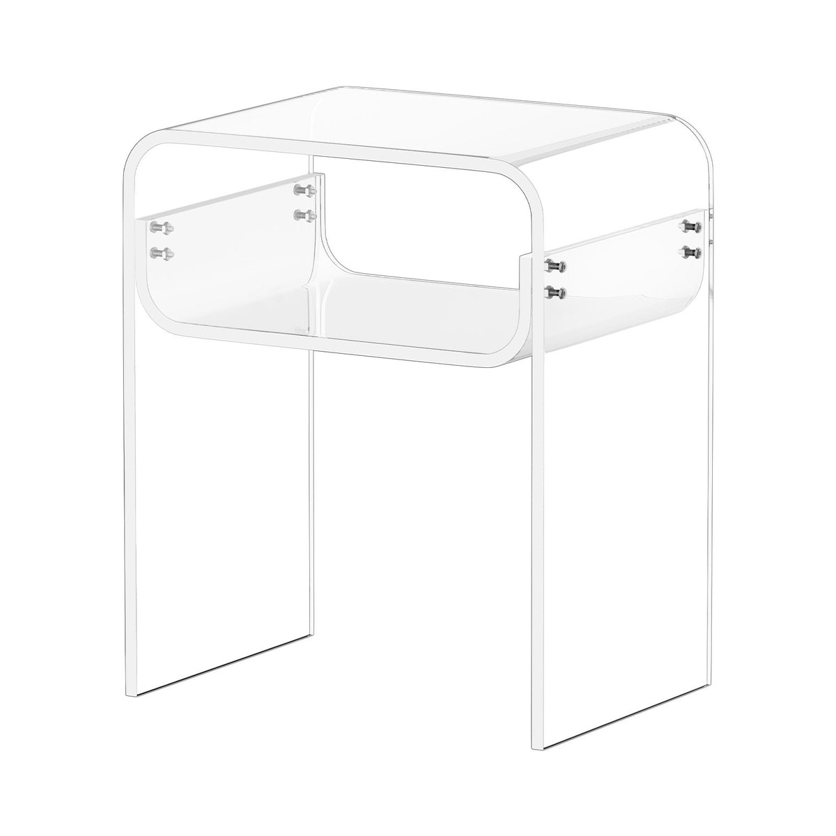 Acrylic Side Table, 2 Tiers Clear Bedside Table with Storage Shelf, Modern Rectangle Acrylic End Desk, V952-YKLZYCXXBZCZVRCD6001V0