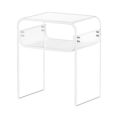 Acrylic Side Table, 2 Tiers Clear Bedside Table with Storage Shelf, Modern Rectangle Acrylic End Desk, V952-YKLZYCXXBZCZVRCD6001V0