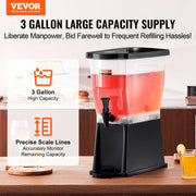 Beverage Dispenser, 3 Gallon Drink Dispenser for Parties, Plastic Juice Dispenser with Stand Spigot Lid, Iced V952-YLFPQSLFPQSLBDLFNV0