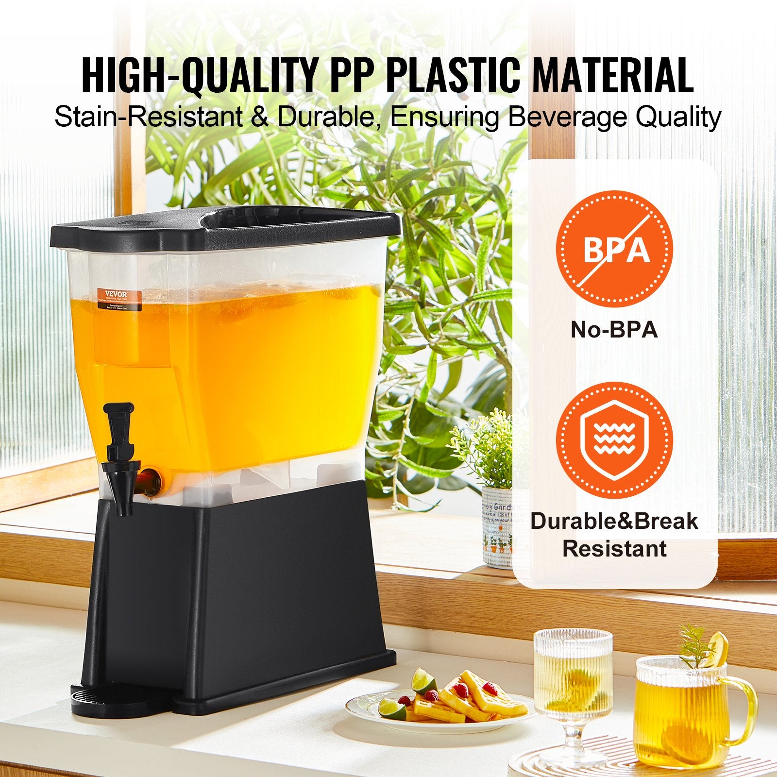 Beverage Dispenser, 3 Gallon Drink Dispenser for Parties, Plastic Juice Dispenser with Stand Spigot Lid, Iced V952-YLFPQSLFPQSLBDLFNV0