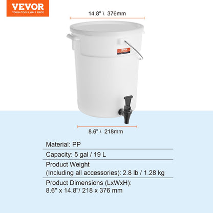 Beverage Dispenser, 5 Gallon Drink Dispensers for Parties, Plastic Juice Dispenser with Spigot and Lid, Iced V952-YLFPQSLFPQWDWXXWHV0