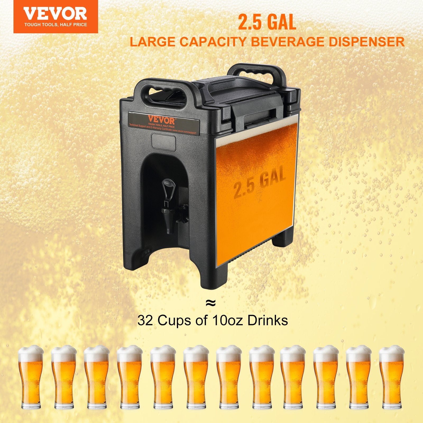 Insulated Beverage Dispenser, 9.5 L, Food-grade LDPE Hot and Cold Beverage Server, Thermal Drink Dispenser V952-YLHLQQFX25GAUQGS8V0