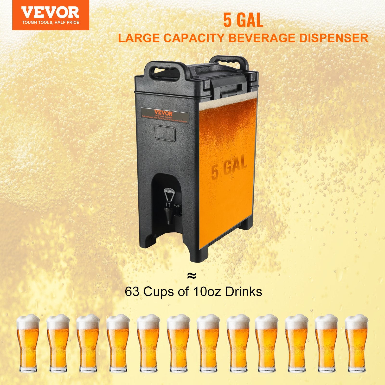 Insulated Beverage Dispenser, 18.9 L, Food-grade LDPE Hot and Cold Beverage Server, Thermal Drink Dispenser V952-YLHLQQFX5JL08WNJSV0