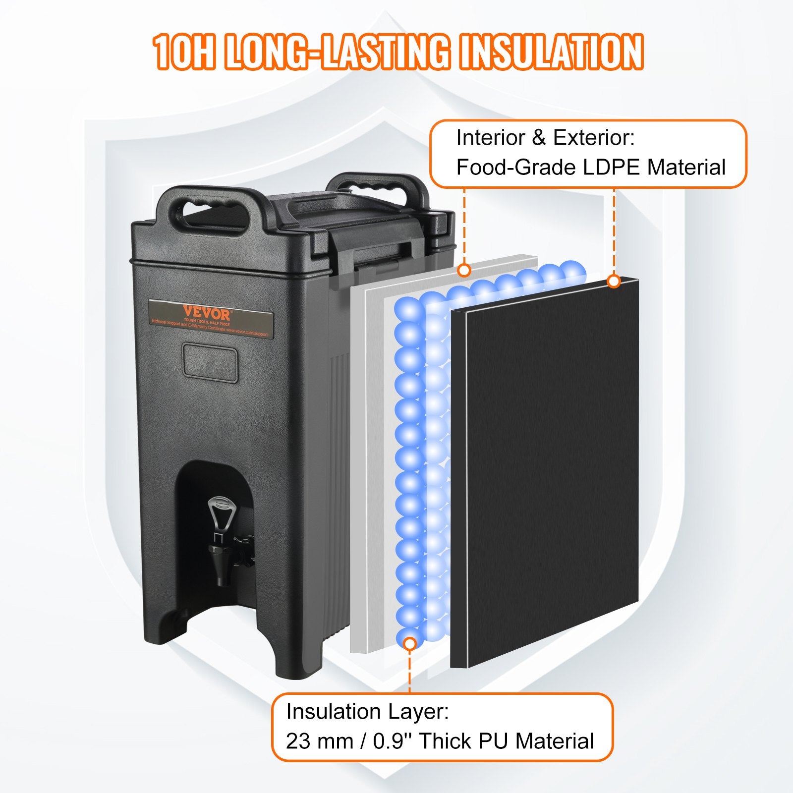 Insulated Beverage Dispenser, 18.9 L, Food-grade LDPE Hot and Cold Beverage Server, Thermal Drink Dispenser V952-YLHLQQFX5JL08WNJSV0