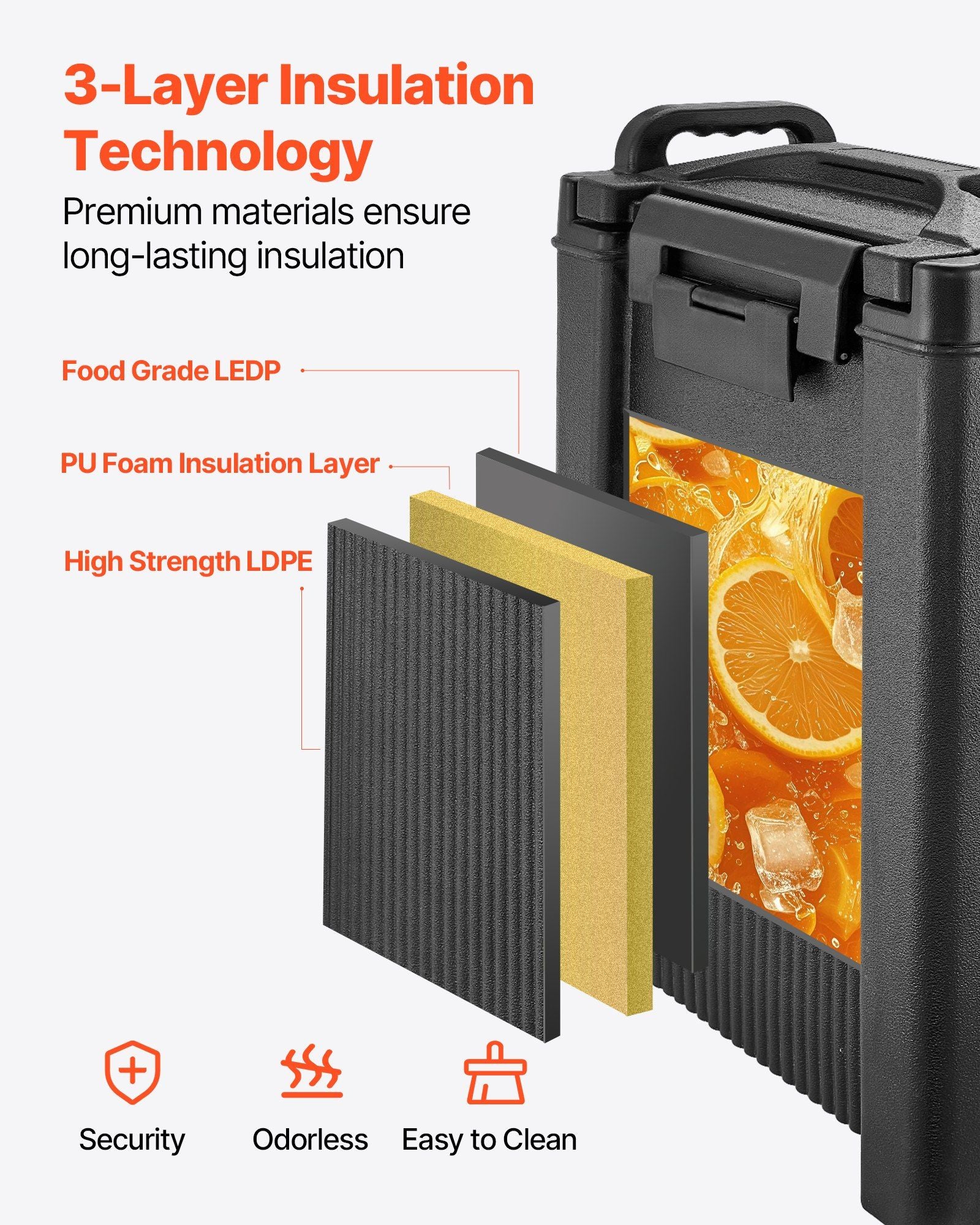 Insulated Beverage Dispenser, 5 Gal/19L Hot and Cold Beverage Server with Spigot & Handle, Food-Grade Thermal V952-YLHLQQHS5JLFVR6ST001V0