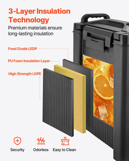 Insulated Beverage Dispenser, 5 Gal/19L Hot and Cold Beverage Server with Spigot & Handle, Food-Grade Thermal V952-YLHLQQHS5JLFVR6ST001V0