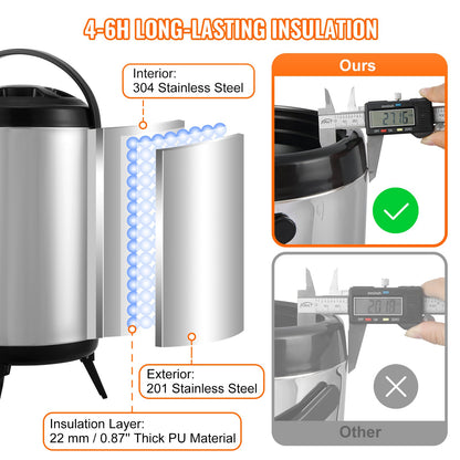 Stainless Steel Insulated Beverage Dispenser, 7.6 Liter, Thermal Hot and Cold Drink Server Dispenser with V952-YLHLQQYX10L0ZNM43V0
