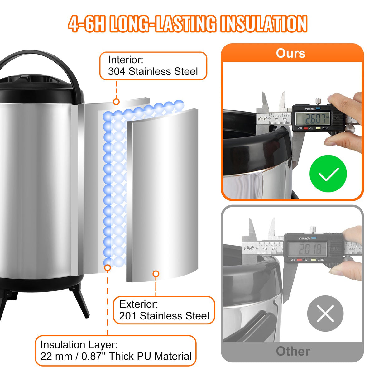 Stainless Steel Insulated Beverage Dispenser, 9.2 Liter, Thermal Hot and Cold Drink Server Dispenser with V952-YLHLQQYX12L0TQWXUV0