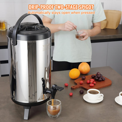 Stainless Steel Insulated Beverage Dispenser, 9.2 Liter, Thermal Hot and Cold Drink Server Dispenser with V952-YLHLQQYX12L0TQWXUV0