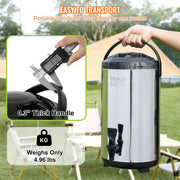 Stainless Steel Insulated Beverage Dispenser, 9.2 Liter, Thermal Hot and Cold Drink Server Dispenser with V952-YLHLQQYX12L0TQWXUV0