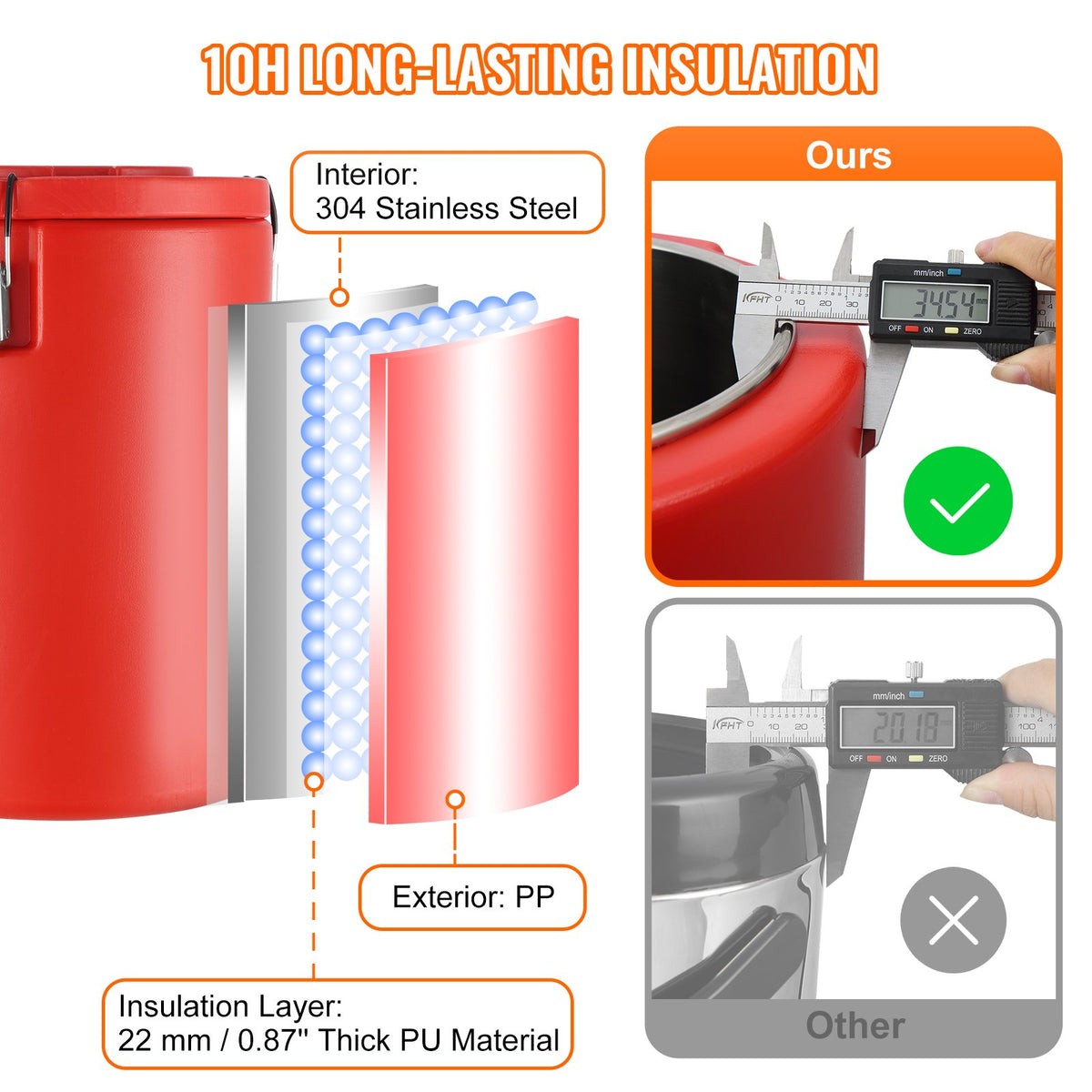 Stainless Steel Insulated Beverage Dispenser, 17.2 Liter, Thermal Hot and Cold Drink Server Dispenser with V952-YLHLQQYX5JL0EEU4SV0