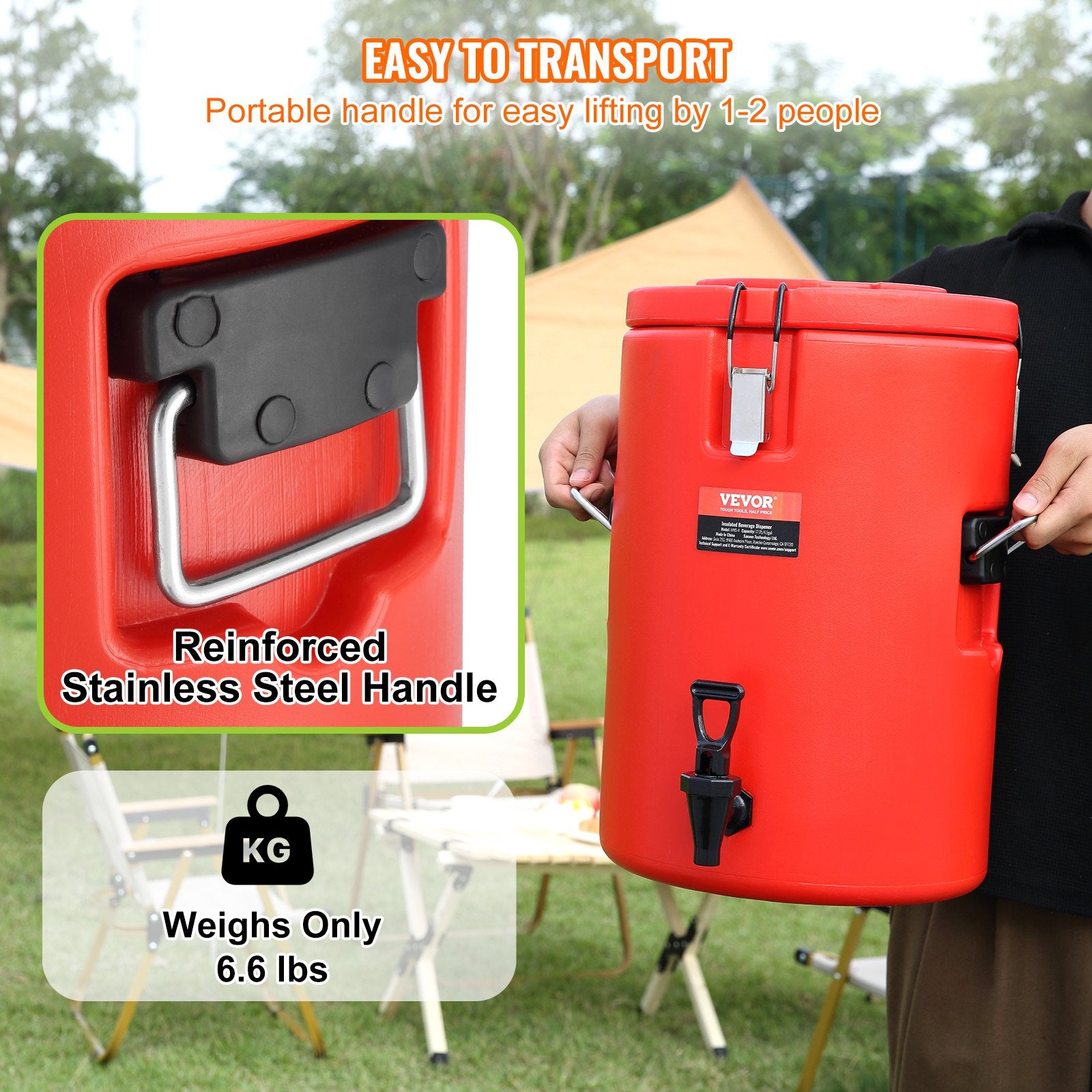Stainless Steel Insulated Beverage Dispenser, 17.2 Liter, Thermal Hot and Cold Drink Server Dispenser with V952-YLHLQQYX5JL0EEU4SV0