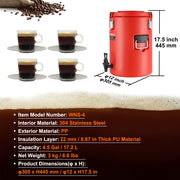 Stainless Steel Insulated Beverage Dispenser, 17.2 Liter, Thermal Hot and Cold Drink Server Dispenser with V952-YLHLQQYX5JL0EEU4SV0