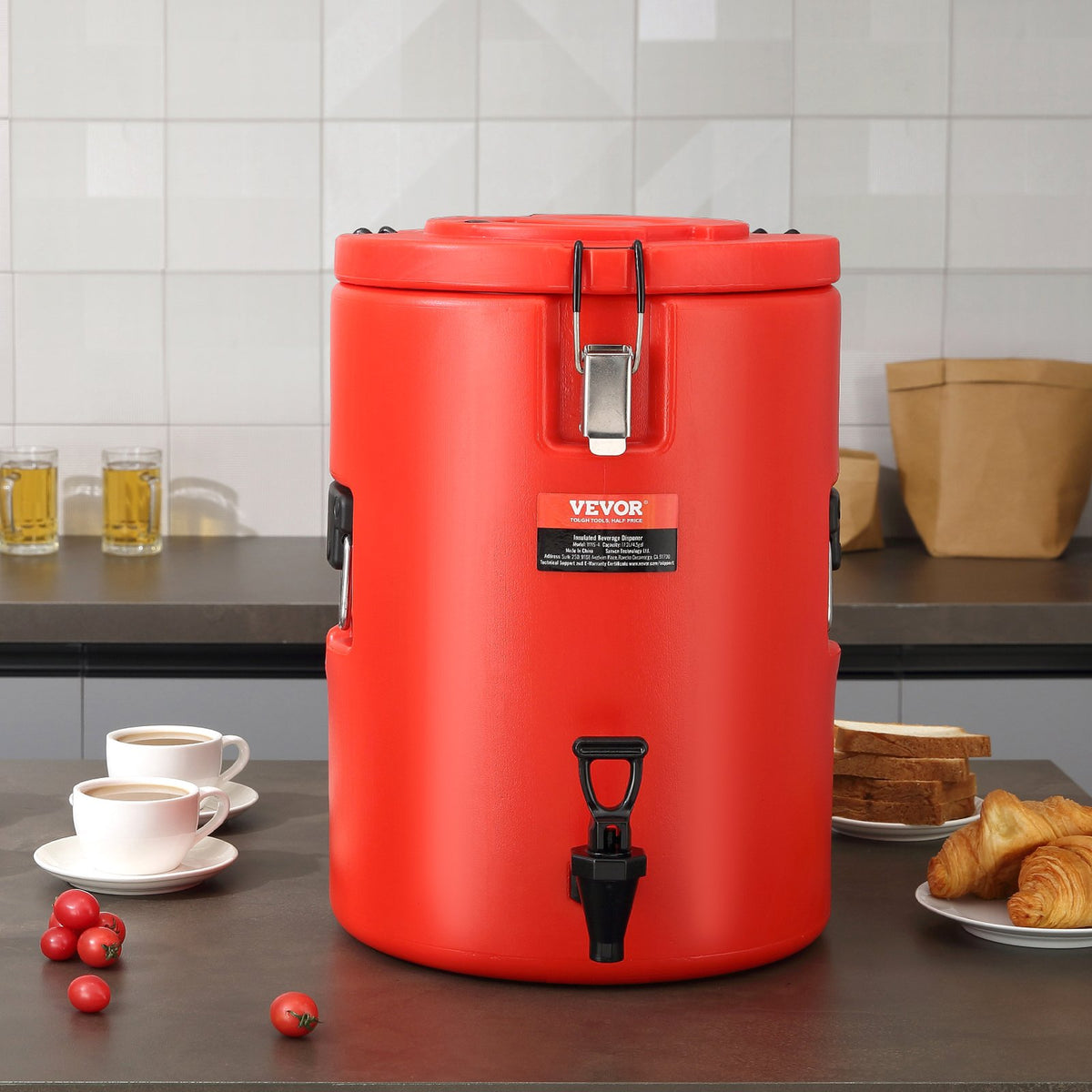 Stainless Steel Insulated Beverage Dispenser, 17.2 Liter, Thermal Hot and Cold Drink Server Dispenser with V952-YLHLQQYX5JL0EEU4SV0