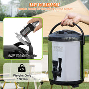 Stainless Steel Insulated Beverage Dispenser, 6 Liter, Thermal Hot and Cold Drink Server Dispenser with V952-YLHLQQYX8L00TYE16V0
