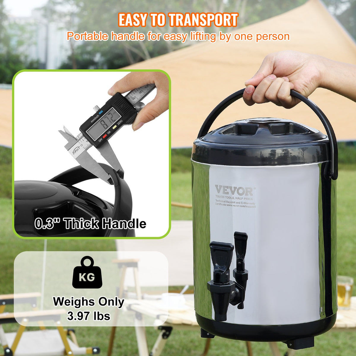 Stainless Steel Insulated Beverage Dispenser, 6 Liter, Thermal Hot and Cold Drink Server Dispenser with V952-YLHLQQYX8L00TYE16V0