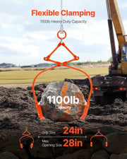 609mm Stone Lifting Tongs, 2-Claw Rock Tongs, Heavy Duty Steel Log Tongs, 500KG Lifting Capacity, Swivel Log V952-YMBYQ24YC2ZBYQ5WXV0