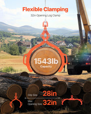 32in Log Lifting Tongs, 2-Claw Log Tongs, Heavy Duty Steel Log Grapple, 1543LBS Lifting Capacity, Swivel Log V952-YMBYQ32YC2ZKPHHI0V0
