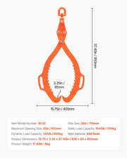 32in Log Lifting Tongs, 2-Claw Log Tongs, Heavy Duty Steel Log Grapple, 1543LBS Lifting Capacity, Swivel Log V952-YMBYQ32YC2ZKPHHI0V0