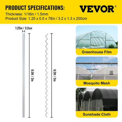 Spring Wire and Lock Channel, 2m Spring Lock & U-Channel Bundle for Greenhouse, 50 Packs PE Coated Spring V952-YMCKCTZLHJ250046ZV0