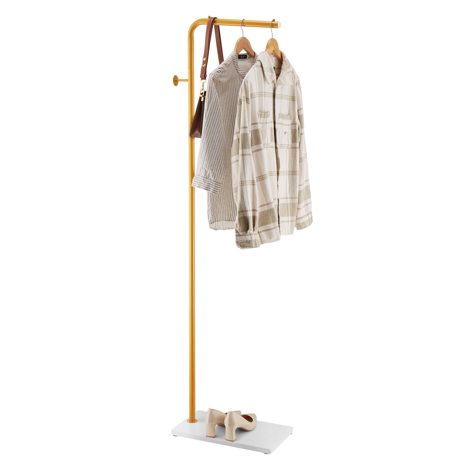 Coat Rack, Freestanding Coats Rack Stand with Quartz Stone Base & 3 Round Hooks, Free Standing Hall Coat Tree V952-YMJ7ZXJSSCP0YCM56001V0