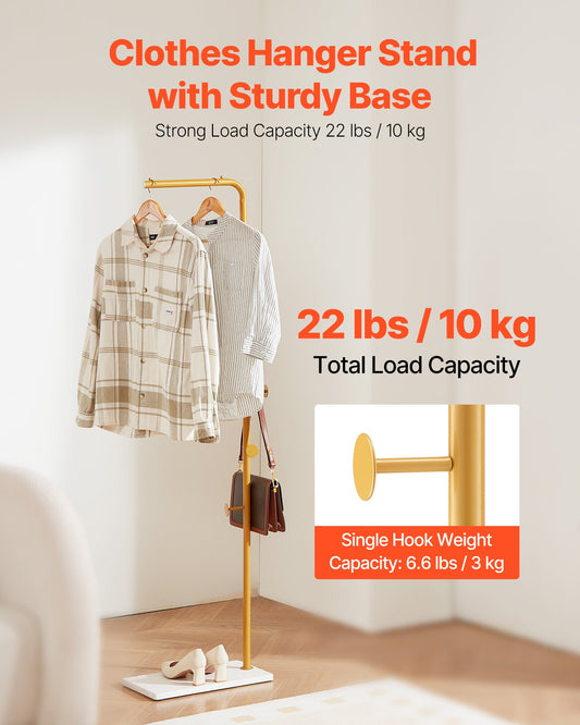 Coat Rack, Freestanding Coats Rack Stand with Quartz Stone Base & 3 Round Hooks, Free Standing Hall Coat Tree V952-YMJ7ZXJSSCP0YCM56001V0
