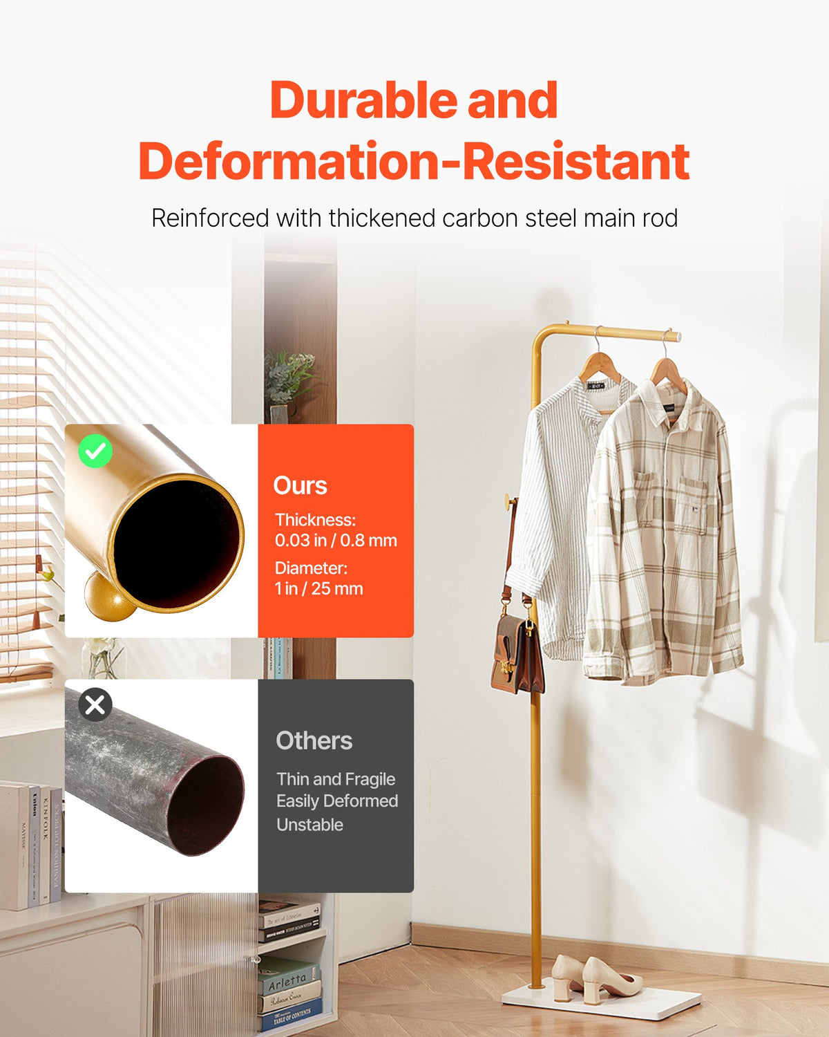 Coat Rack, Freestanding Coats Rack Stand with Quartz Stone Base & 3 Round Hooks, Free Standing Hall Coat Tree V952-YMJ7ZXJSSCP0YCM56001V0