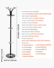 Freestanding Coat Rack, Metal Coats Rack Stand with Umbrella Holder, Stable Marble Base & 14 Hooks, Hall Coat V952-YMJDSJJSSCP01JCLY001V0