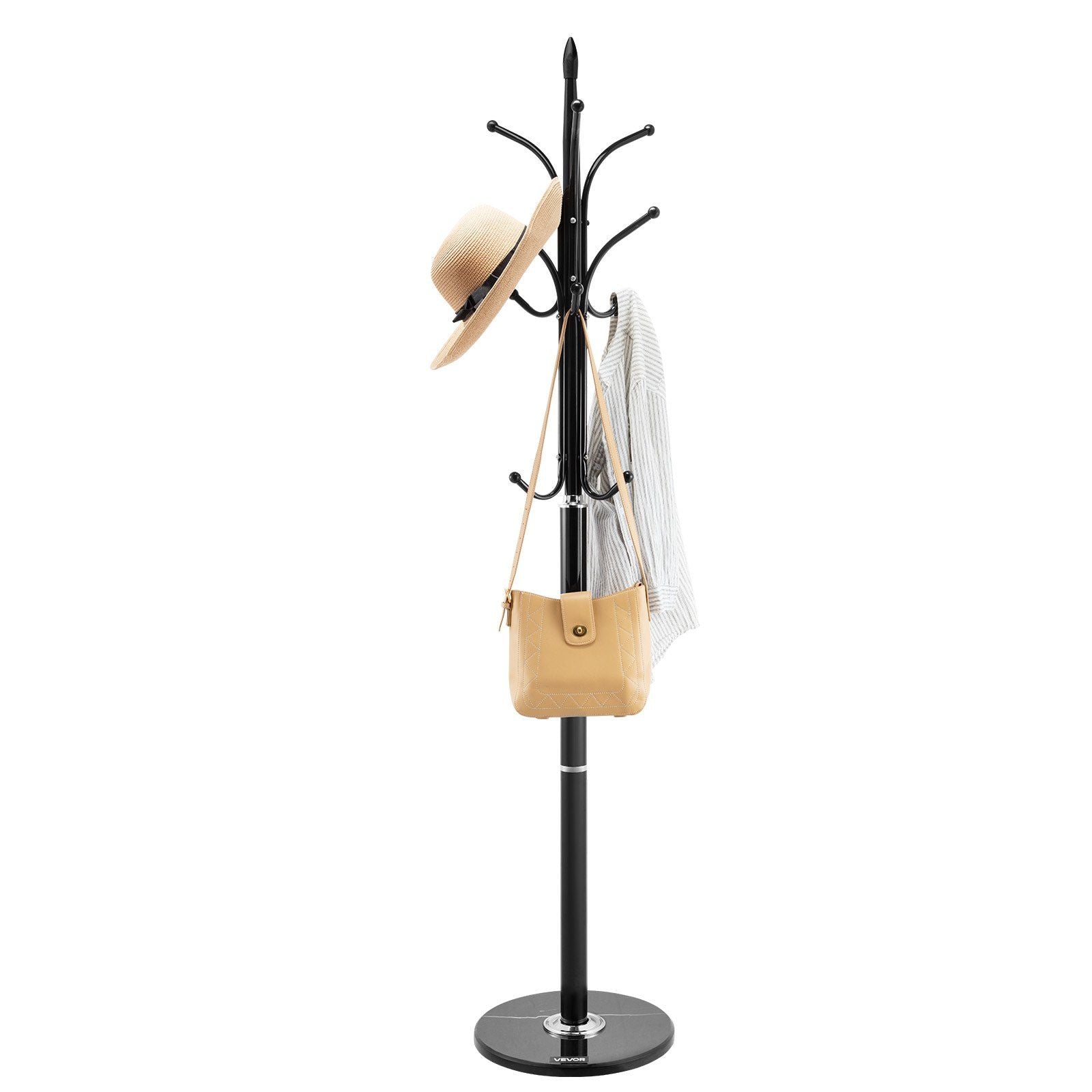 Coat Rack Freestanding, Coats Tree Stand with Stable Marble Base & 6 Hooks, Free Standing Hall Coat Rack for V952-YMJWGSJSSCP0JYMX6001V0
