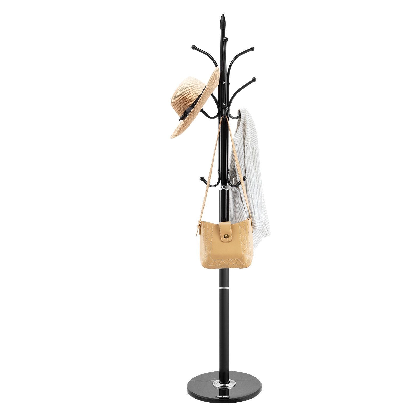 Coat Rack Freestanding, Coats Tree Stand with Stable Marble Base & 6 Hooks, Free Standing Hall Coat Rack for V952-YMJWGSJSSCP0JYMX6001V0