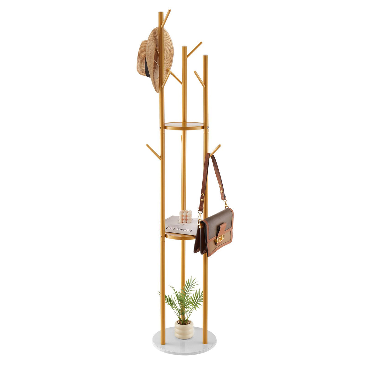 Coat Rack, Freestanding Coat Rack Stand with Quartz Stone Base & 9 Hooks, Free Standing Hall Coat Tree for V952-YMJYXJJSSCP0Q2T2T001V0