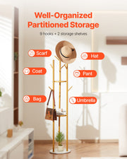 Coat Rack, Freestanding Coat Rack Stand with Quartz Stone Base & 9 Hooks, Free Standing Hall Coat Tree for V952-YMJYXJJSSCP0Q2T2T001V0