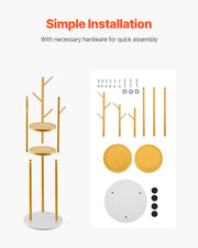 Coat Rack, Freestanding Coat Rack Stand with Quartz Stone Base & 9 Hooks, Free Standing Hall Coat Tree for V952-YMJYXJJSSCP0Q2T2T001V0