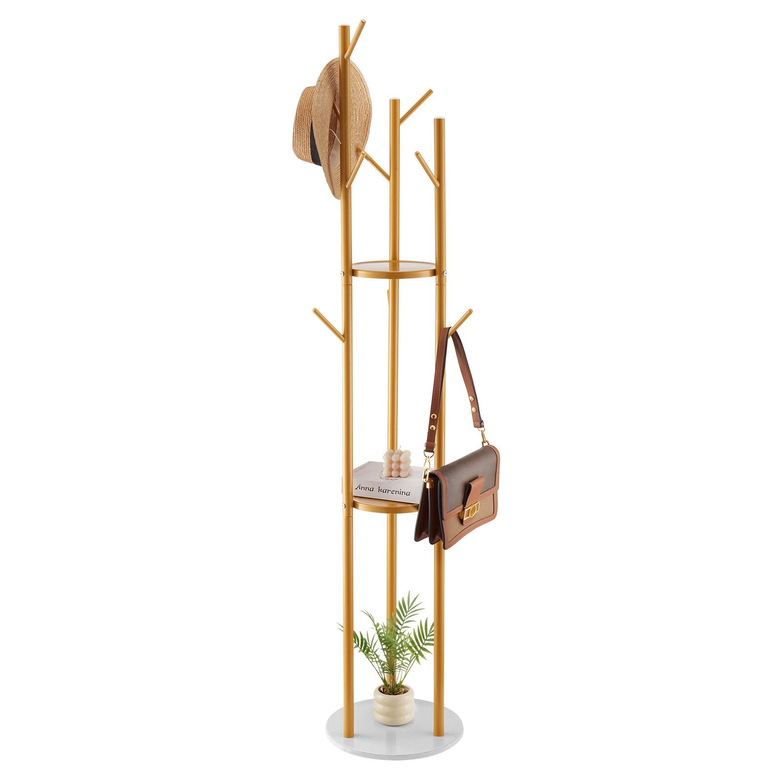 Coat Rack, Freestanding Coat Rack Stand with Quartz Stone Base & 9 Hooks, Free Standing Hall Coat Tree for V952-YMJYXJJSSCP0Q2T2T001V0