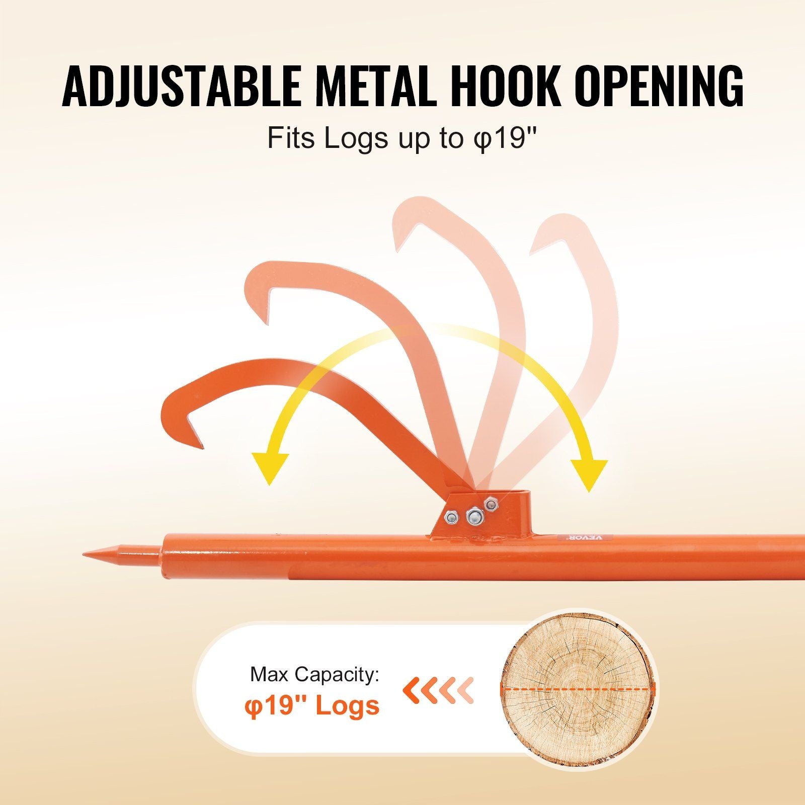 Log Peavey, 46.5 in, Metal Handle Log Lifter, Heavy Duty Log Roller with Max 19 in Opening, Rust-Resistant V952-YMQJDJTLOGPEK16G3V0