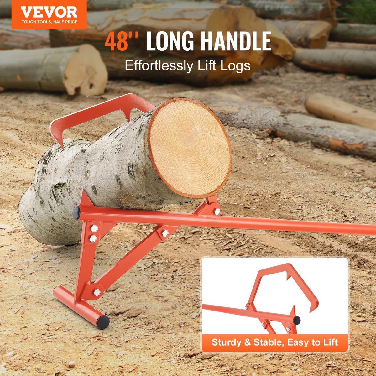 Timberjack, 46.5 in, Heavy Duty Steel Log Roller, Log Lifter with Adjustable Cant Hook, Logging Tools Log V952-YMQJDSJZDZXTMNCF6V0
