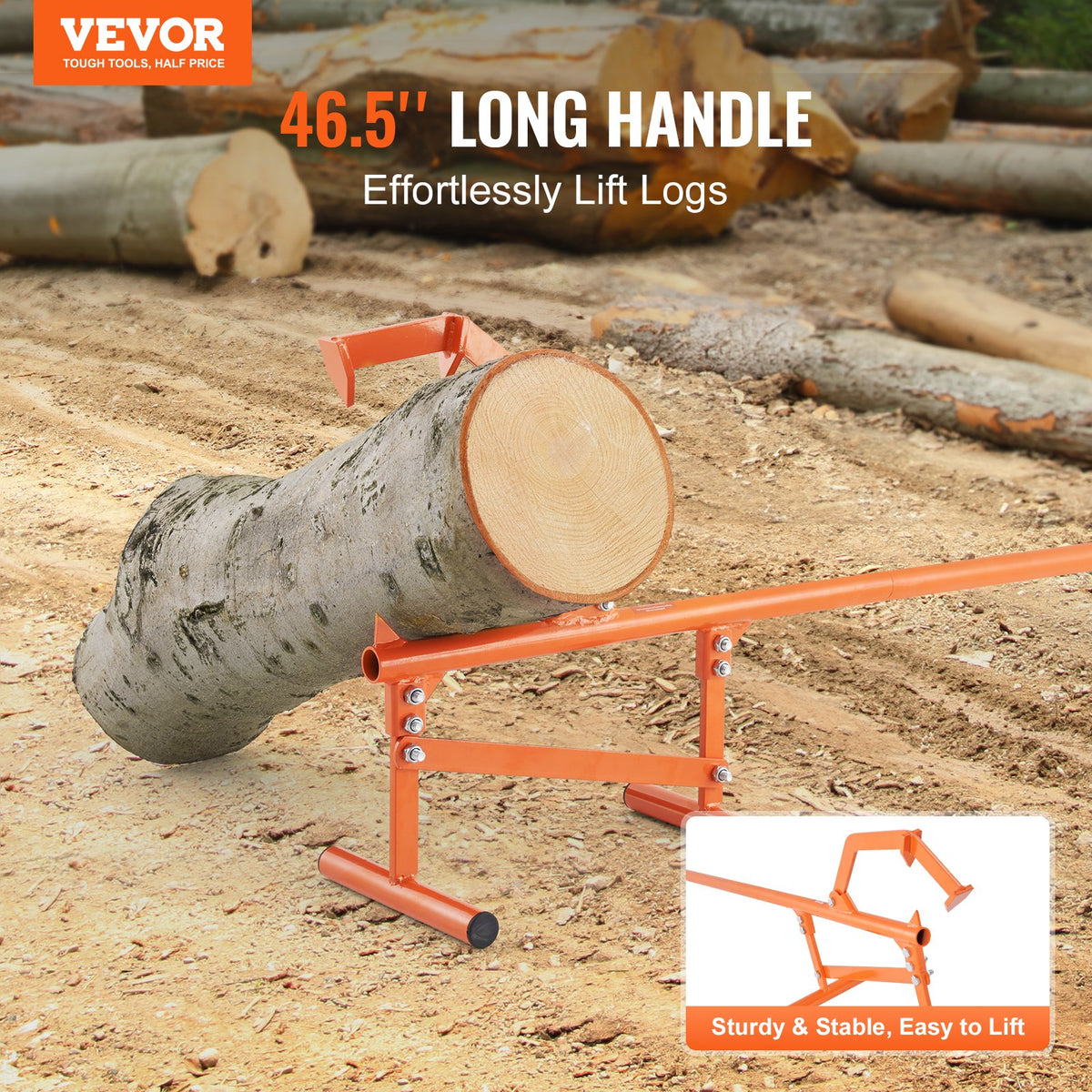 Timberjack, 46.5 in, Heavy Duty Steel Log Lifter, Log Roller with Adjustable Cant Hook, Logging Tools Log V952-YMQJDSZDTIMB107OFV0