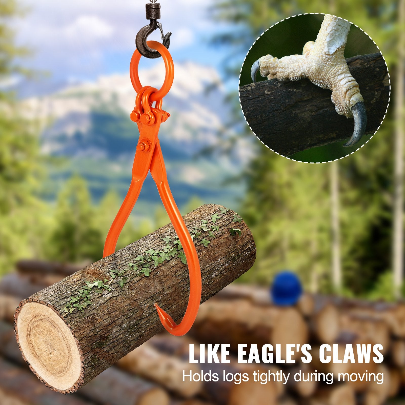 Log Skidding Tongs, 18 inch 2 Claw Log Lifting Tongs, Heavy Duty Steel Lumber Skidding Tongs, 772 lbs/350 kg V952-YMQZQ18YC2ZBYSAA2V0