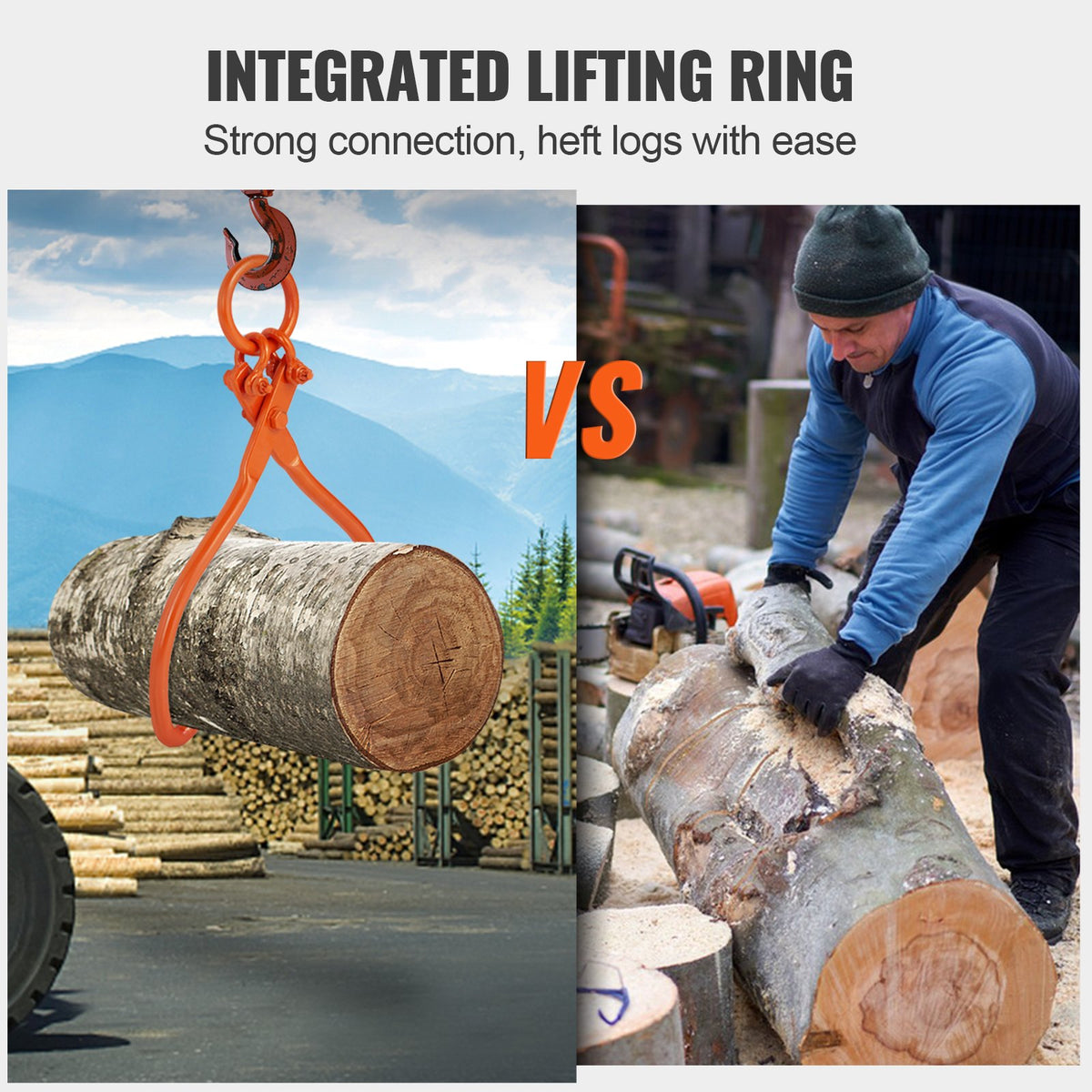 Log Skidding Tongs, 18 inch 2 Claw Log Lifting Tongs, Heavy Duty Steel Lumber Skidding Tongs, 772 lbs/350 kg V952-YMQZQ18YC2ZBYSAA2V0