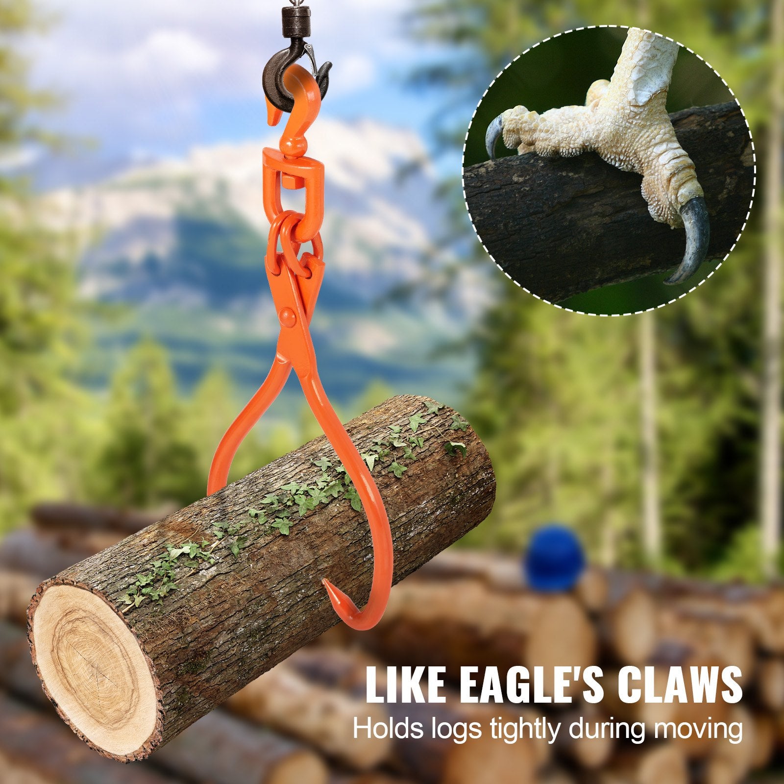 Log Skidding Tongs, 45.7cm 2 Claw Log Lifting Tongs, Heavy Duty Rotating Steel Lumber Skidding Tongs, 350 kg V952-YMQZQ18YC2ZK618WUV0