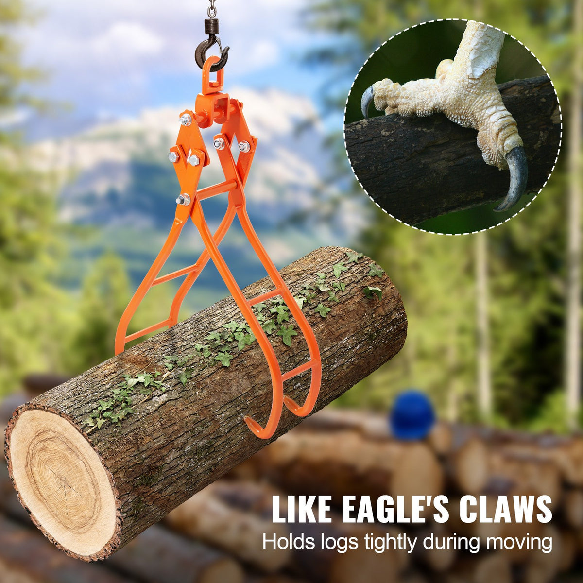 Timber Claw Hook, 28 inch 4 Claw Log Grapple for Logging Tongs, Swivel Steel Log Lifting Tongs, Eagle Claws V952-YMQZQ28YC4ZK7BDLEV0