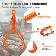 Timber Claw Hook, 28 inch 4 Claw Log Grapple for Logging Tongs, Swivel Steel Log Lifting Tongs, Eagle Claws V952-YMQZQ28YC4ZK7BDLEV0